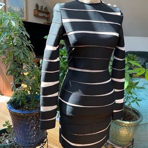 Bodycon Faux-Mesh Mummy Military Dress